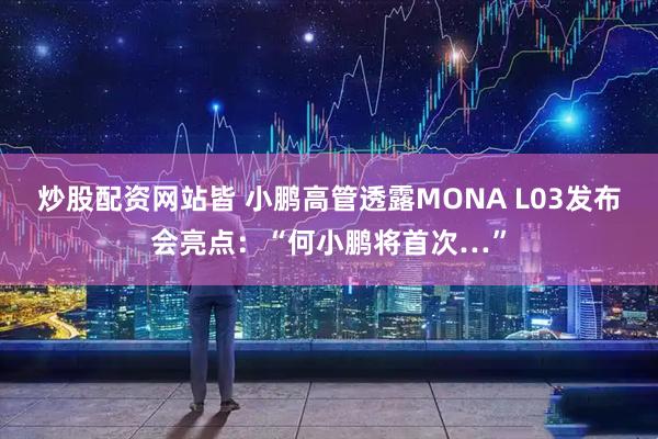 炒股配资网站皆 小鹏高管透露MONA L03发布会亮点：“何小鹏将首次…”